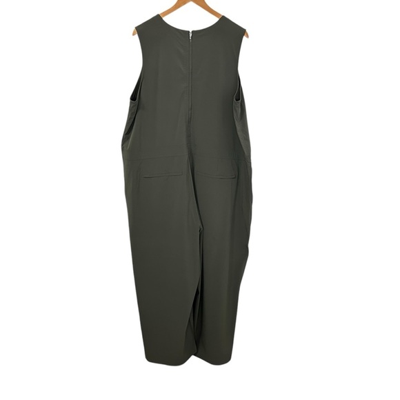 Athleta Womens Topanga Jumpsuit Sz 2X Olive Green Sleeveless Drawstring Waist - Picture 3 of 11